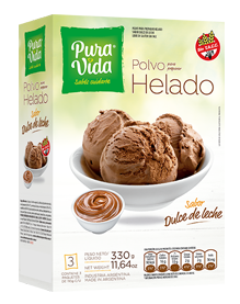 Polvo para preparar helado sabor dulce de leche