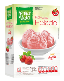 Polvo para preparar helado sabor frutilla